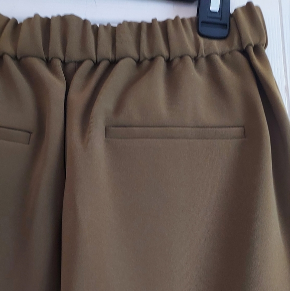 J. Crew Pants Dress Womens Size 4 Green Brown Polyester Elastic Back Pullon READ - Picture 8 of 11